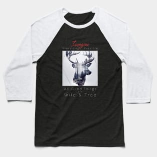 Deer Nature Outdoor Imagine Wild Free Baseball T-Shirt